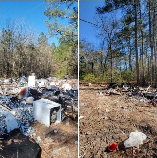 Yard junk cleanup — before and after — Mels Sanitation / Junk Removal